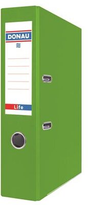 Iratrendező, 75 mm, A4, PP/karton, élvédő sínnel, DONAU "Life", neon zöld