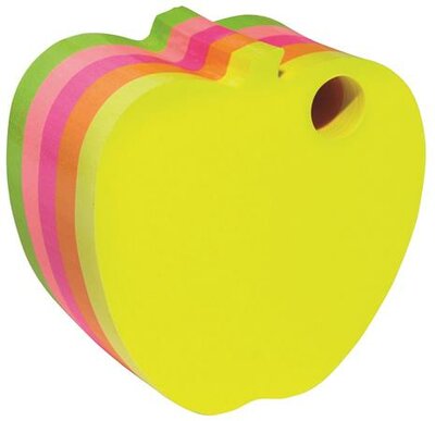 Öntapadó jegyzettömb, alma alakú, 400 lap, DONAU, vegyes neon színek, (400 lap)