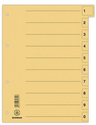 Regiszter, karton, A4, mikroperforált, DONAU, citromsárga, (50 db)
