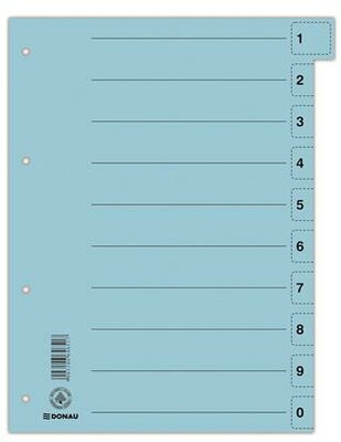 Regiszter, karton, A4, mikroperforált, DONAU, kék, (50 db)