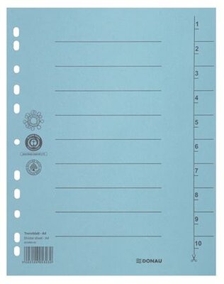 Regiszter, karton, A4, DONAU, kék, (100 db)
