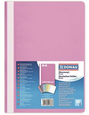 Gyorsfűző, PP, A4, DONAU, rózsaszín, (10 db)