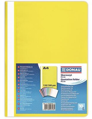Gyorsfűző, PP, A4, DONAU, citromsárga, (10 db)