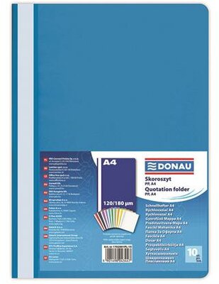 Gyorsfűző, PP, A4, DONAU, kék, (10 db)