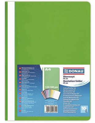 Gyorsfűző, PP, A4, DONAU, zöld, (10 db)