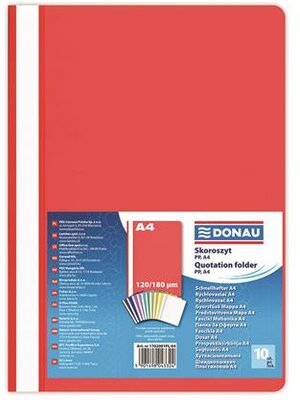 Gyorsfűző, PP, A4, DONAU, piros, (10 db)