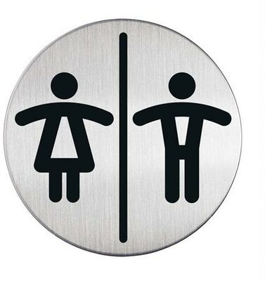 Információs tábla, rozsdamentes acél, DURABLE "Női-Férfi WC"