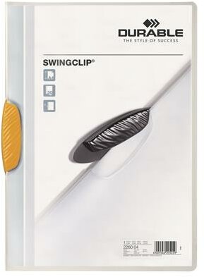 Gyorsfűző, klipes, A4, DURABLE "Swingclip® 30", sárga