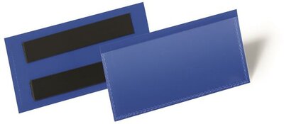 Logisztikai zseb, 100x38 mm, fekvő, DURABLE, mágnessel, sötétkék, (50 db)