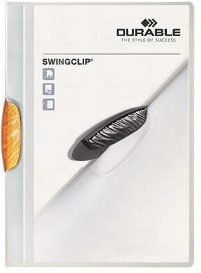 Gyorsfűző, klipes, A4, DURABLE "Swingclip® 30", narancs