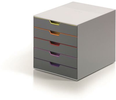 Irattároló, műanyag, 5 fiókos, DURABLE "VARICOLOR® 5", szürke