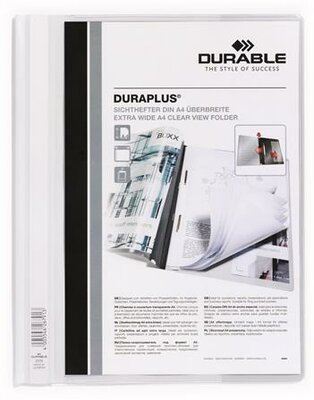 Gyorsfűző, A4, széles, panorámás, DURABLE "DURAPLUS®", fehér