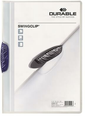 Gyorsfűző, klipes, A4, DURABLE "Swingclip® 30", sötétkék