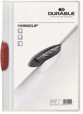 Gyorsfűző, klipes, A4, DURABLE "Swingclip® 30", piros