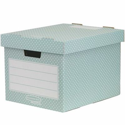 Tároló doboz, karton, 33,3x28,5x39 cm FELLOWES, "Style", zöld-fehér, (4 db)