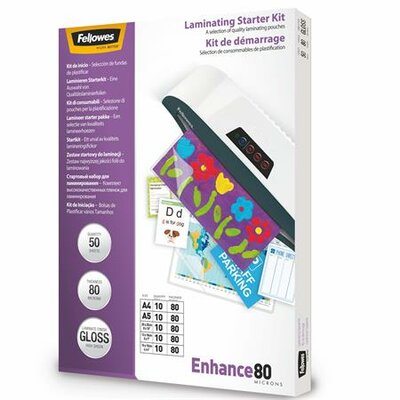 Meleglamináló fólia, 80 mikron, fényes, 50 db, FELLOWES, (50 db)