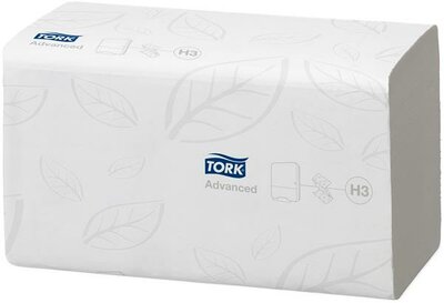 Kéztörlő, Z hajtás, 2 rétegű, 250 lap, H3 rendszer, Advanced, TORK "Singlefold", fehér, (15 csom)