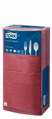 Szalvéta, 1/4 hajtogatott, 2 rétegű, 33x33 cm, Advanced, TORK "Lunch", bordó, (200 db)