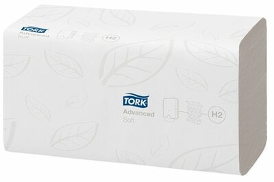 Kéztörlő, Interfold hajtás, 2 rétegű, 180 lap, H2 rendszer, Advanced, TORK "Xpress Soft Multifold", fehér, (21 csom)