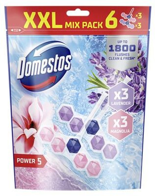 WC frissítő blokk, 6 db-os, DOMESTOS "Power 5", magnólia és levendula, (6 db)