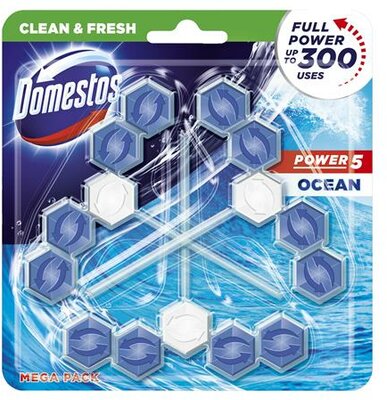 WC frissítő blokk, 3 db-os, DOMESTOS "Power 5", óceán, (3 db)