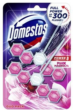 WC frissítő blokk, 2 db-os,DOMESTOS "Power 5", pink magnólia, (2 db)