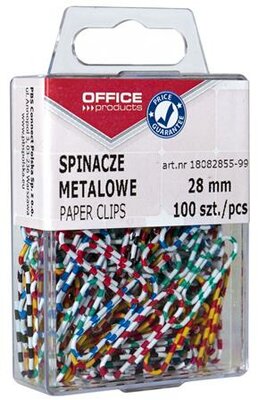 Gemkapocs, 28 mm, csíkos, OFFICE PRODUCTS, színes, (100 db)