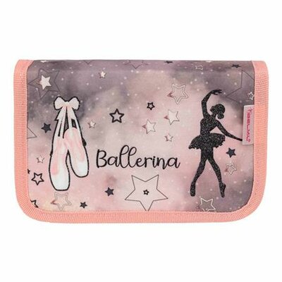 Tolltartó, klapnis, cipzáras, BELMIL "Rose Ballet", szürke-rózsaszín, balerina