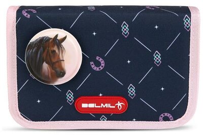 Tolltartó, klapnis, cipzáras, BELMIL "Midnight Gallop", kék, lovak