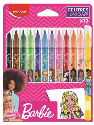 Filctoll készlet, 2,8 mm, kimosható, MAPED "Barbie", 12 különböző szín, (12 db)