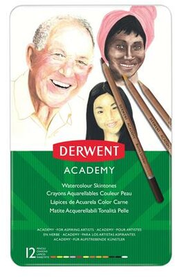 Akvarell ceruza készlet, DERWENT "Academy", 12 különböző szín, (12 db)