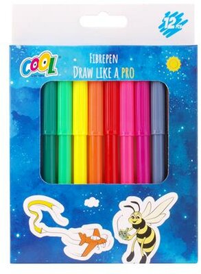 Filctoll készlet, 2 mm, COOL BY VICTORIA, 12 különböző szín, (12 db)