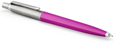 Golyóstoll, 0,7 mm, ezüst színű klip, magenta tolltest, PARKER "Royal Jotter Originals", kék