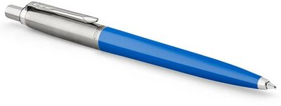 Golyóstoll, 0,7 mm, ezüst színű klip, kék tolltest, PARKER "Royal Jotter Originals", kék