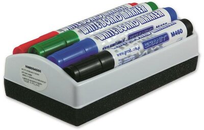 Táblamarker készlet, 2-3 mm, kúpos, tolltartóval, GRANIT "M460", 4 különböző szín + táblatörlő, (5 db)