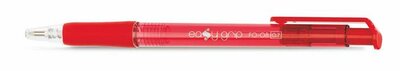 Golyóstoll, 0,4 mm, nyomógombos, FLEXOFFICE "EasyGrip", piros, (12 db)