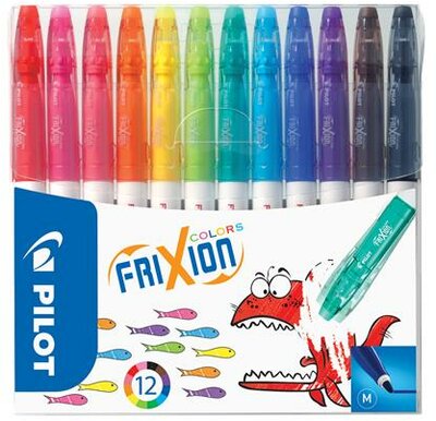 Filctoll készlet, 0,39-0,7 mm, törölhető, PILOT "Frixion Colors", 12 különböző szín, (12 db)