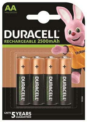 Tölthető elem, AA ceruza, 4x2500 mAh, DURACELL, (4 db)