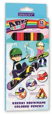 Színes ceruza készlet, háromszögletű, GRANIT "Arti Kids", 12 különböző szín, (12 db)
