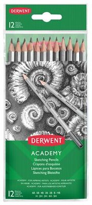 Grafitceruza szett, hatszögletű, DERWENT "Academy", 12 különböző keménység, (12 db)