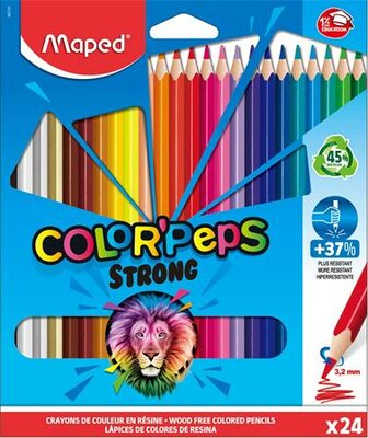Színes ceruza készlet, háromszögletű, MAPED "Color'Peps Strong", 24 különböző szín, (24 db)