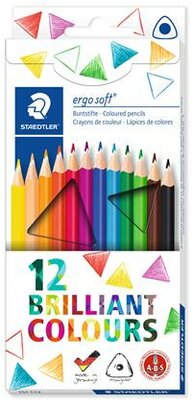 Színes ceruza készlet, háromszögletű, STAEDTLER "Ergo Soft 157", 12 különböző szín, (12 db)