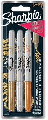 Alkoholos marker készlet, 1,4 mm, kúpos, SHARPIE "Metallic", 3 különböző szín, (3 db)
