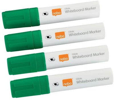 Táblamarker, vágott hegyű, 10 mm, NOBO "Glide", zöld, (4 db)