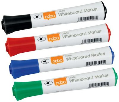 Táblamarker, kúpos hegyű, 2 mm, 10 db, NOBO "Glide", vegyes, (10 db)