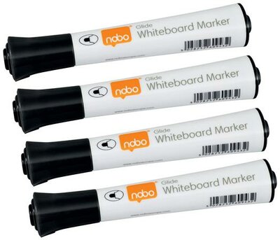 Táblamarker, kúpos hegyű, 2 mm, 10 db, NOBO "Glide", fekete, (10 db)