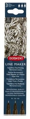 Tűfilc szett, 0,1/ 0,3/0,5 mm, DERWENT "Line Marker", fekete, (3 db)