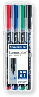 Alkoholos marker készlet, OHP, 1 mm, STAEDTLER "Lumocolor® 317 M", 4 különböző szín, (4 db)