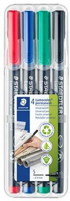 Alkoholos marker készlet, OHP, 0,4 mm, STAEDTLER "Lumocolor® 313 S", 4 különböző szín, (4 db)