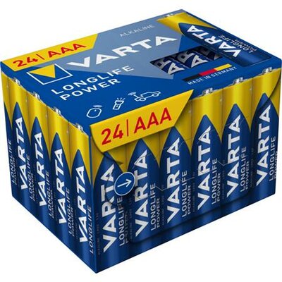 Elem, AAA mikro, 24 db, műanyagmentes, VARTA "Longlife Power", (24 db)